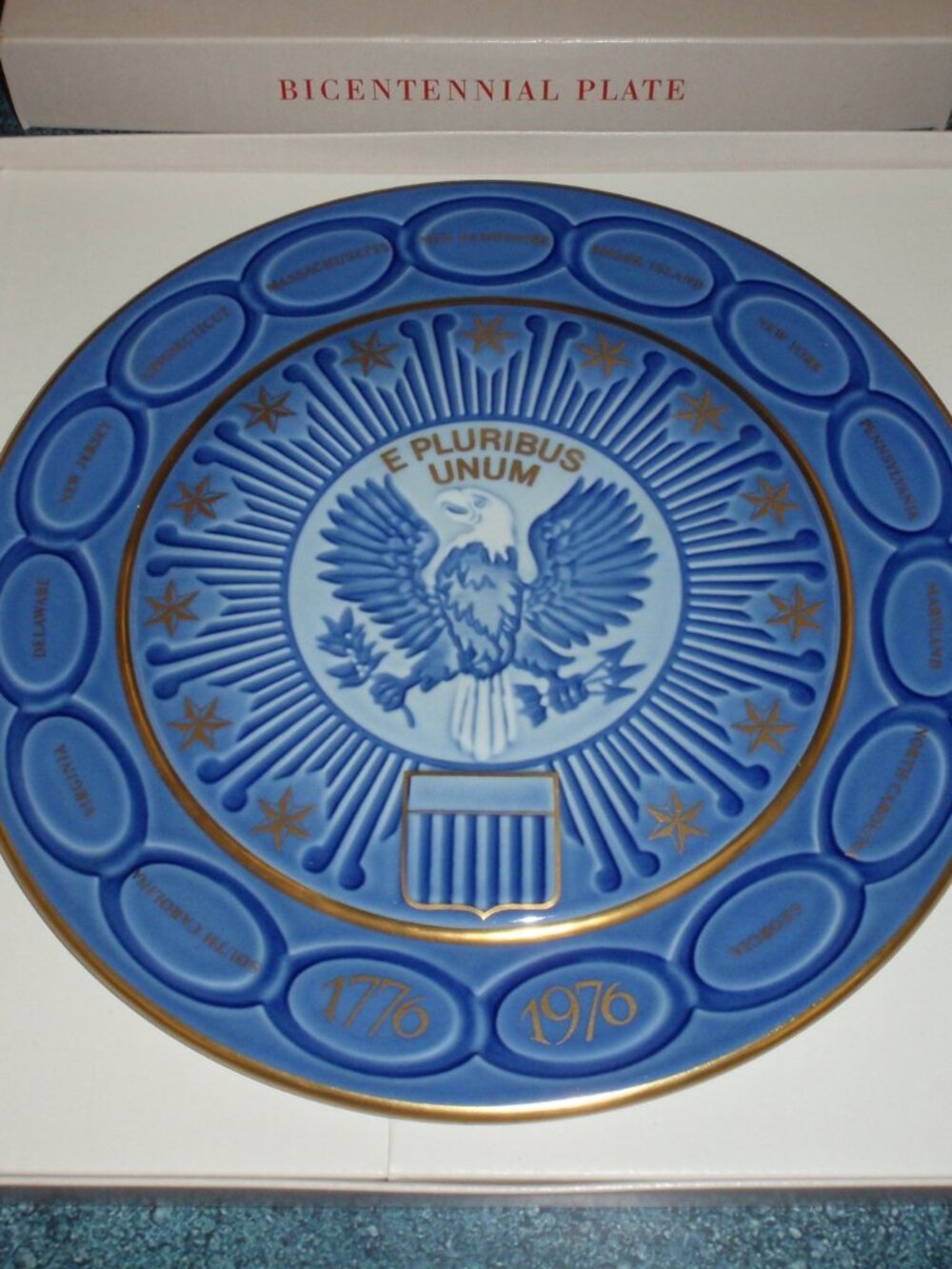 Bicentennial Bing & Grondahl 13 Colonies American Eagle Plate 1776-1976 - Gift!
